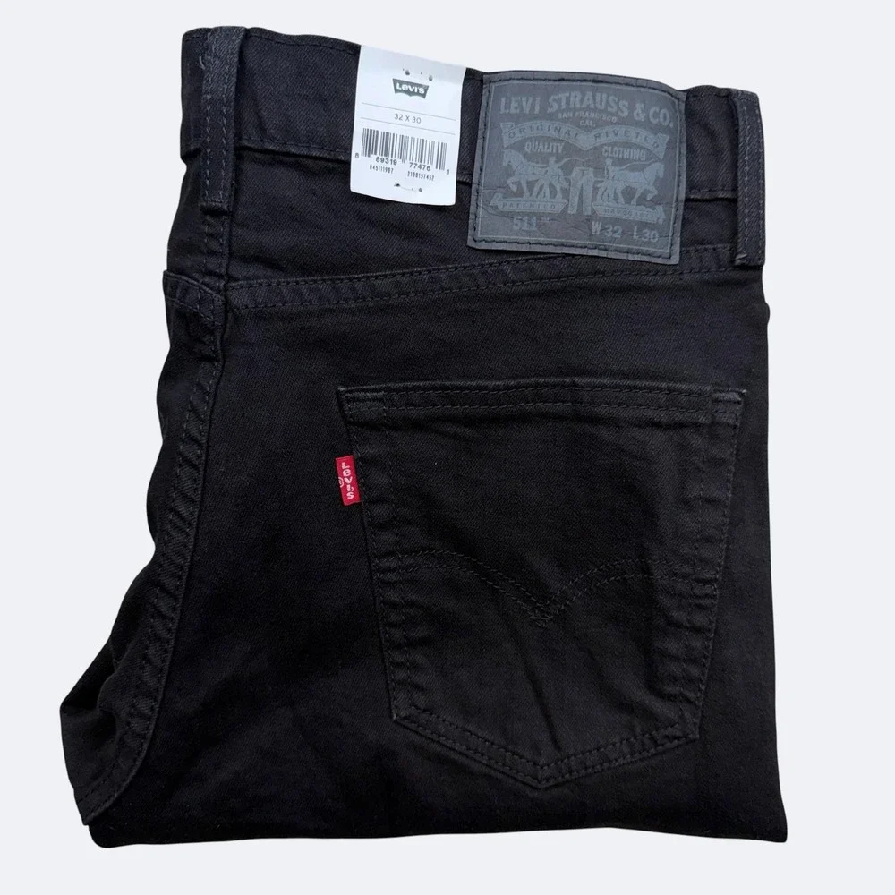 Levis 511 Jeans Mens 32x30 Black Slim Fit Flex Stretch Denim Pants New